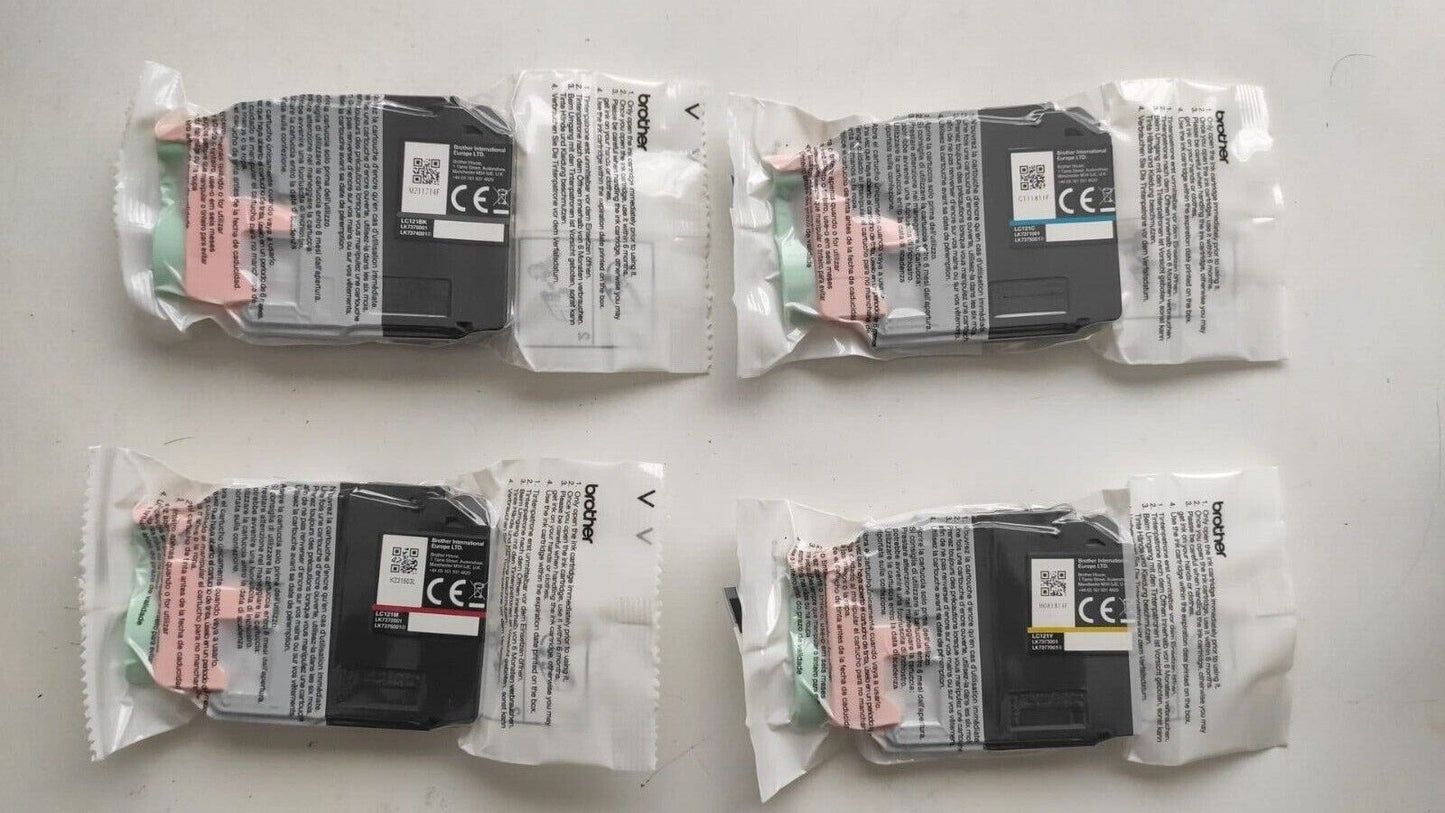 Genuine Brother LC121 Black Cyan Magenta Yellow Ink Cartridges - FREE DELIVERY