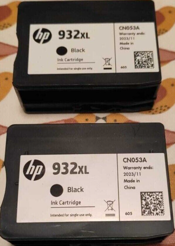 2x Genuine HP 932XL Black ink cartridges (NO BOX) - CN053AE - FREE UK DELIVERY!