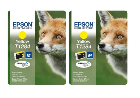 2x Genuine EPSON T1284 Yellow Ink Cartridges (T1284) - FREE UK DELIVERY!