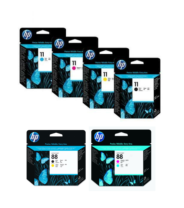 6x HP 11 BCMY Printhead sets + 4x HP 88 BCMY Printhead sets