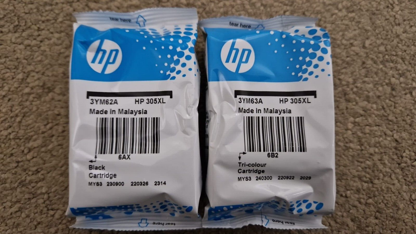 Genuine HP 305XL Black & Colour Ink Cartridges (3YM62AE + 3YM63AE) FREE DELIVERY