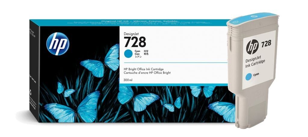Genuine HP 728 Cyan Ink Cartridge F9K17A (300ml) FREE UK DELIVERY - VAT inc.