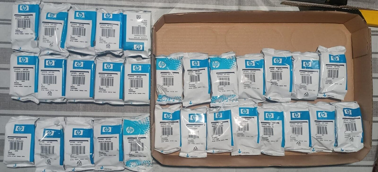 40x HP 338 + HP 343 + HP 339 Ink Cartridges (C8765EE + C8766EE + C8767EE)