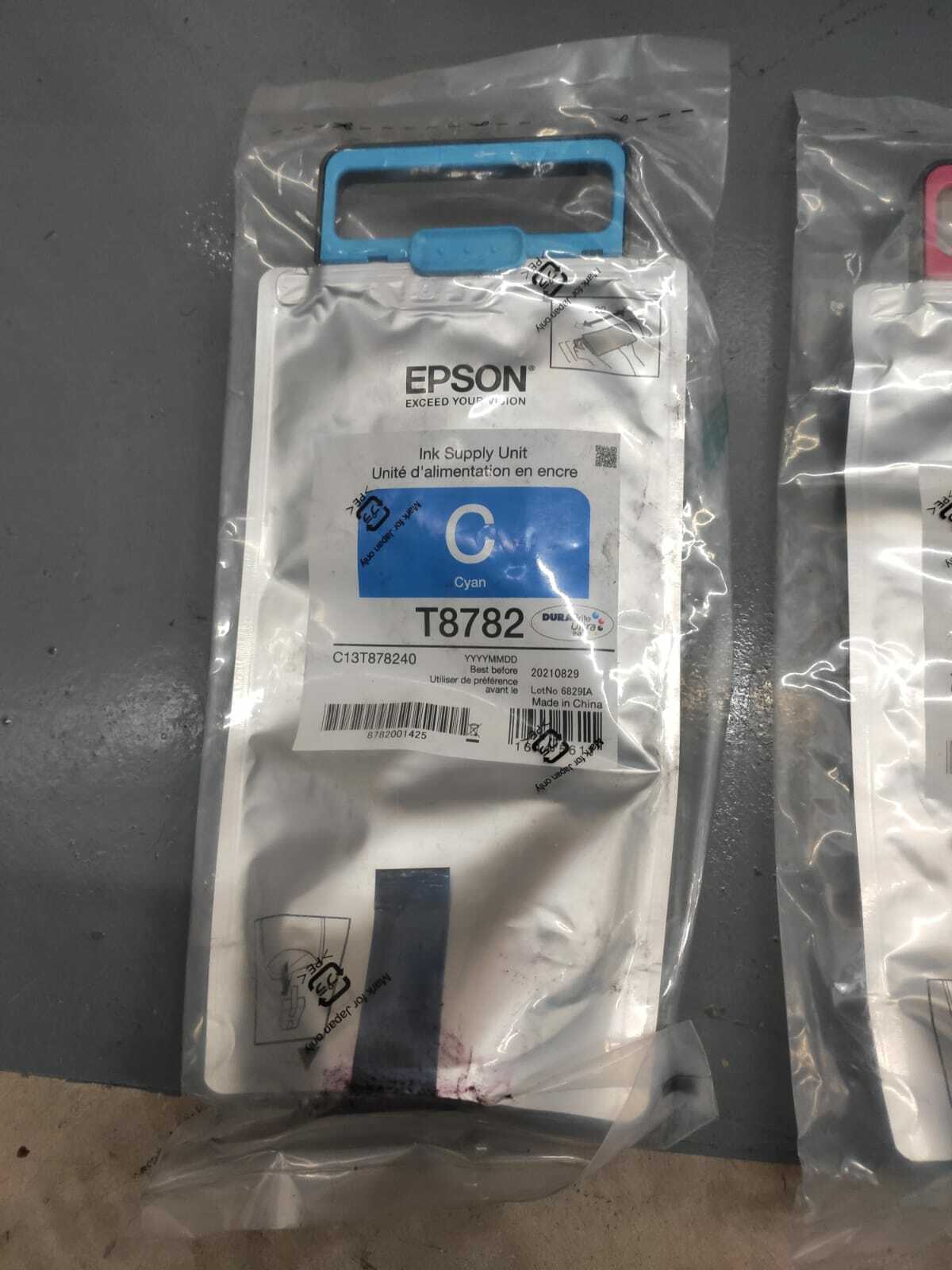 Genuine Epson T8782 T8783 T8784 Cyan/Magenta/Yellow XXL WF-R5190/WF-R5690