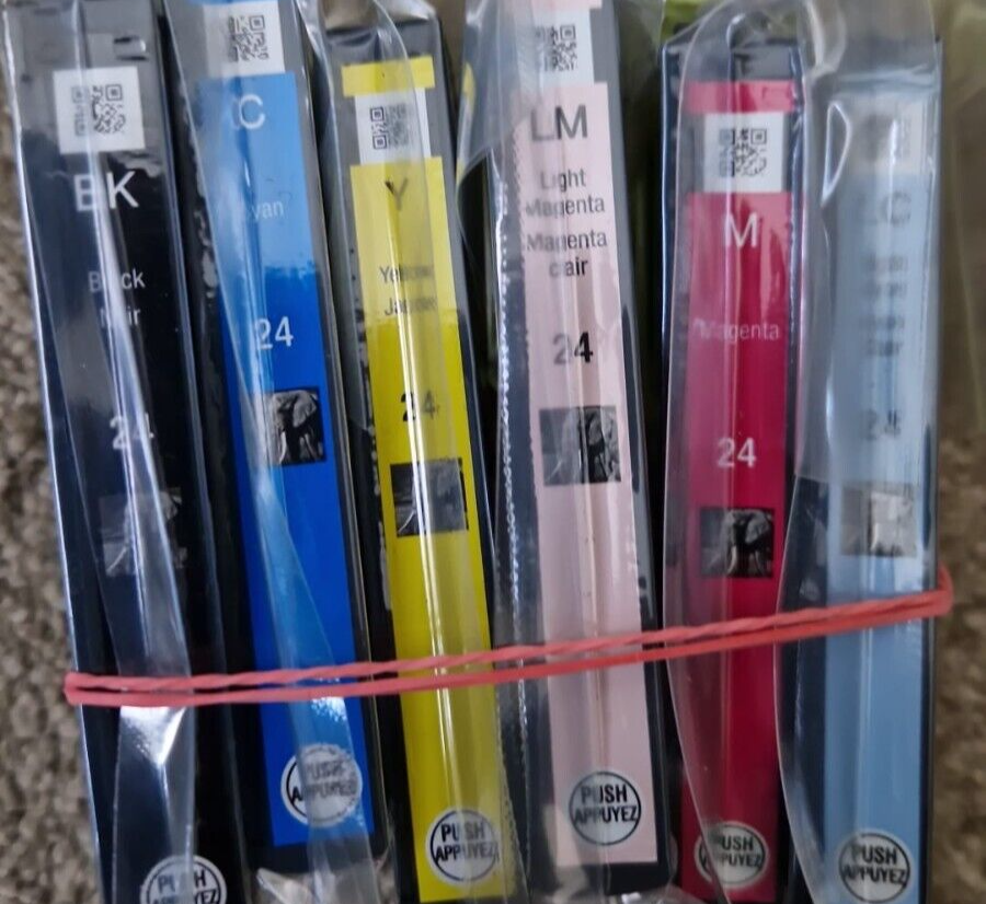 6x Genuine Epson 24 (Elephant) Ink Cartridges for XP-750 XP-960 XP-950 XP-850