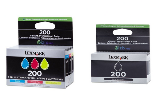 Genuine Lexmark 200 Black Cyan Magenta Yellow Ink Cartridges - FREE Delivery VAT