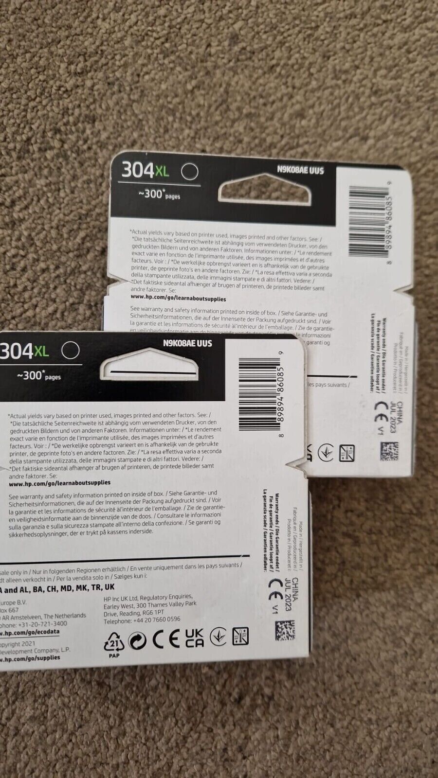 2x Genuine HP 304XL Black Ink Cartridges 2023 dates (N9K08AE) FREE UK DELIVERY!