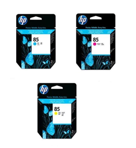 Genuine HP 85 Cyan, Magenta & Yellow ink cartridges - C9425A/26A/27A - VAT inc.