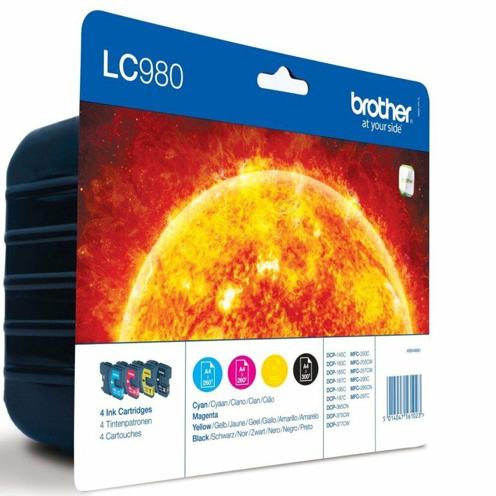 Genuine Brother LC980 Black Cyan Magenta Yellow ink cartridges FREE UK DELIVERY