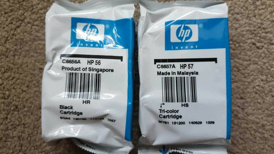 Genuine HP 56 Black & HP 57 Tri-Colour ink cartridges (C6656A + C6657A)