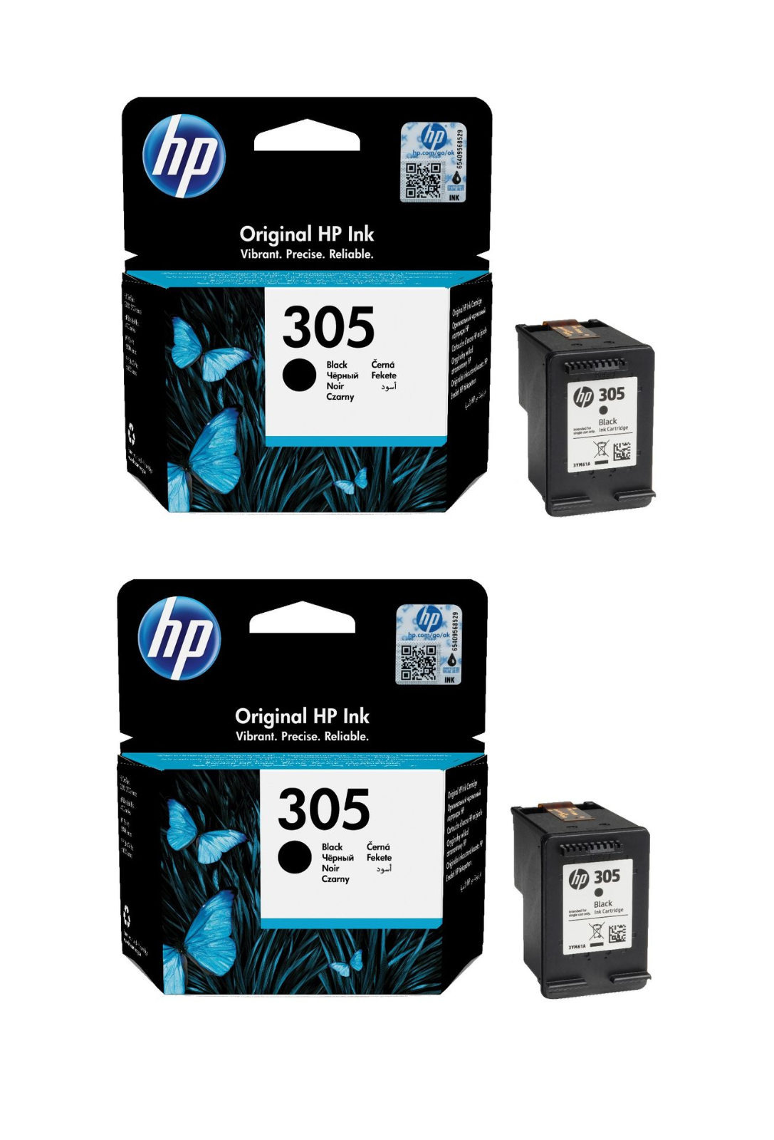 2x Genuine HP 305 Black Ink Cartridges - FREE UK DELIVERY! - VAT included