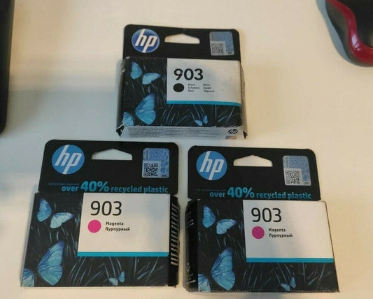 Genuine HP 903 Black + 2x Magenta Ink Cartridges 2021/22 dates FREE UK DELIVERY