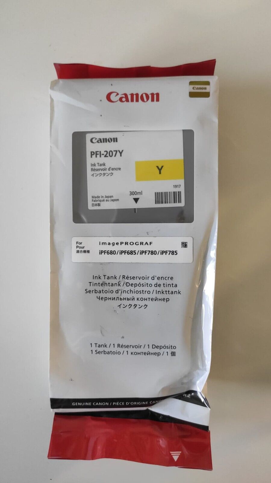 Genuine Canon PFI-207Y Yellow ink cartridge (300ml) - FREE UK DELIVERY! VAT