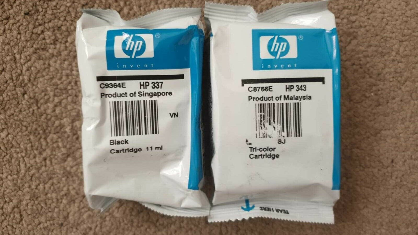 Genuine HP 337 + 343 Black & Tri-Colour Ink Cartridges (C9364EE C8766EE) - VAT