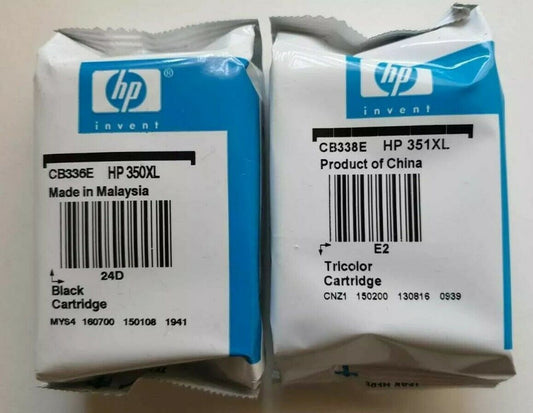 Genuine HP 350XL + HP 351XL Ink Cartridges - CB336E & CB338E - VAT inc.