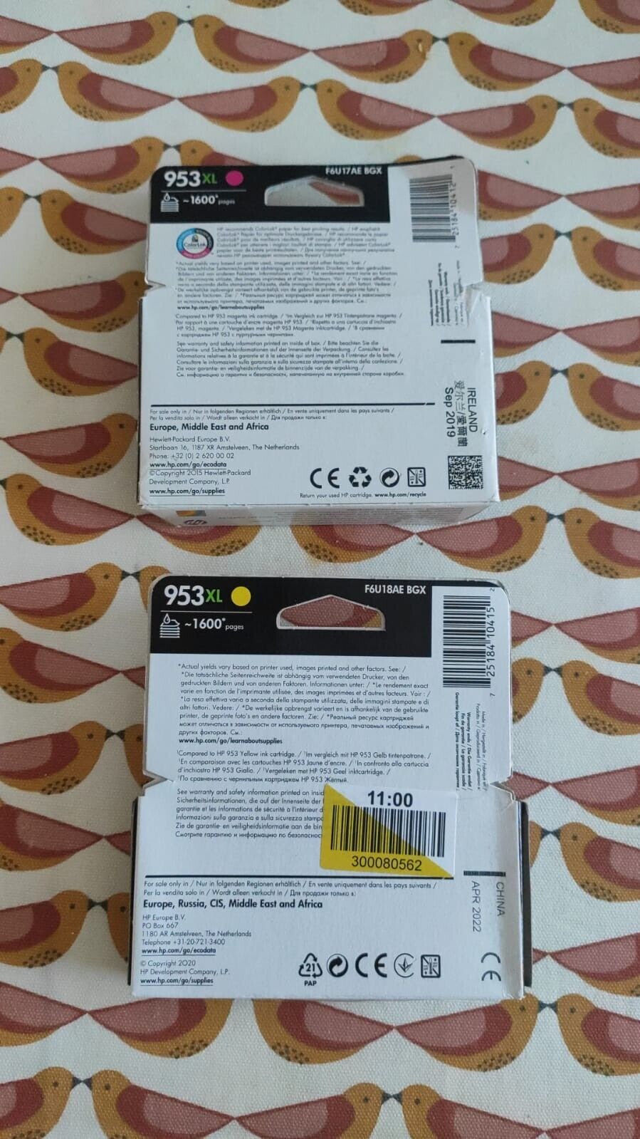 Genuine HP 953XL Magenta and Yellow ink cartridges - FREE UK DELIVERY! VAT inc.