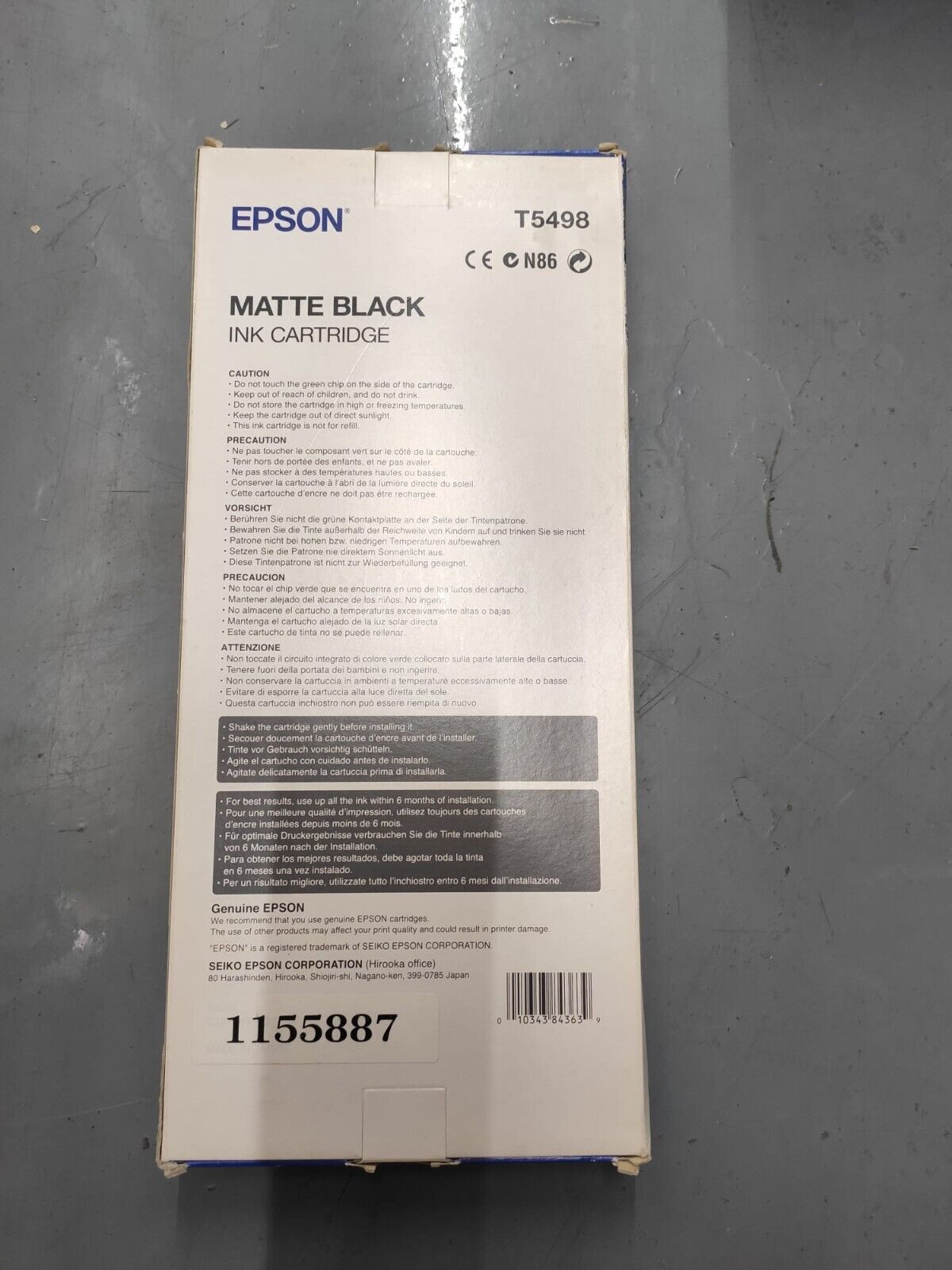 Genuine Epson T5498 Matte Black Ink Cartridge - FREE UK DELIVERY - VAT included