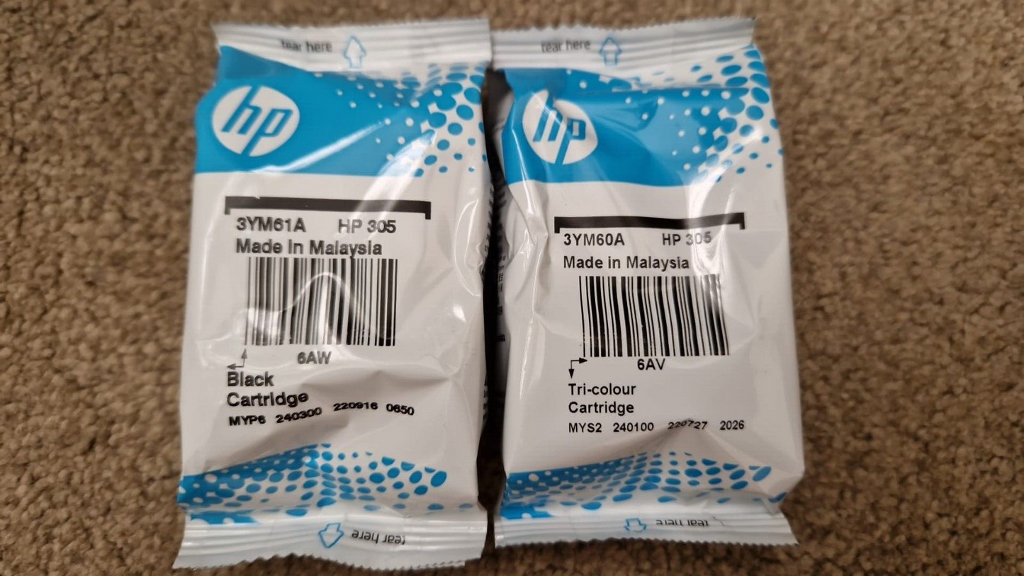 Genuine HP 305 Black + Colour Ink Cartridges - FREE UK DELIVERY - VAT included