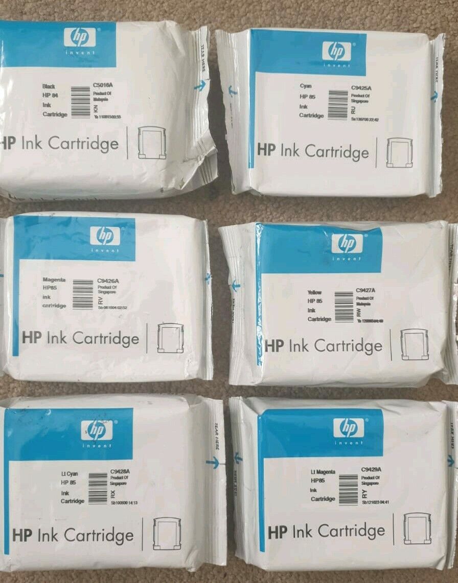 Genuine HP 84 & HP 85 Ink Cartridges - C5016A/C9425A/C9426A/C9427A/C9428A/C9429A
