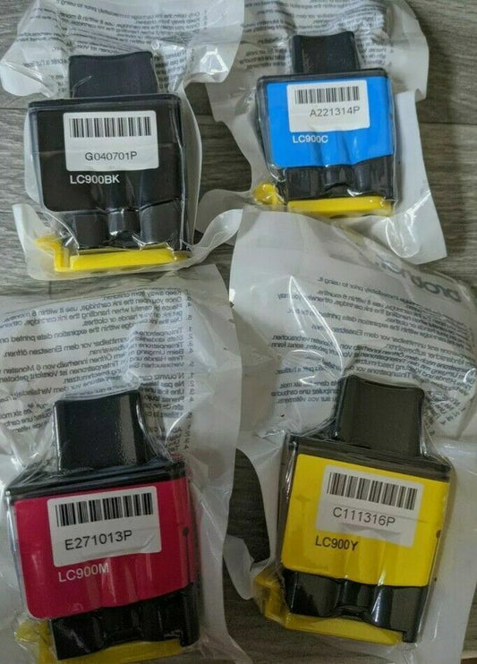 4x Genuine Brother LC900 Black Cyan Magenta Yellow Ink Cartridges FREE DELIVERY!