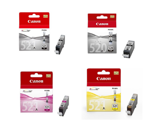 4x Genuine Canon PG-520 + CLI-521 Ink Cartridges - FREE UK DELIVERY! VAT inc.