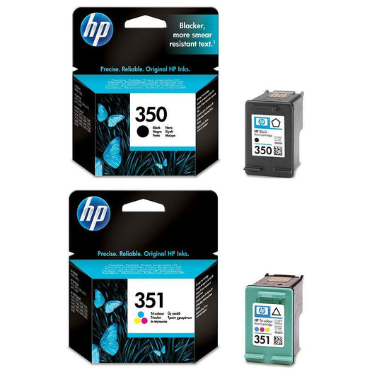 UNBOXED HP 350 & HP 351 Black and tri-colour ink Cartridges - (CB335E + CB337E)