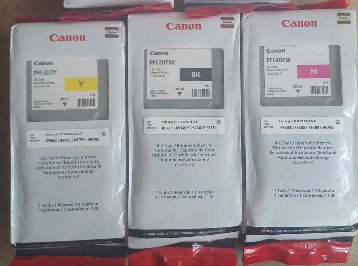 5x Genuine Canon PFI-207 ink cartridges (300ml) - FREE UK DELIVERY - VAT inc.