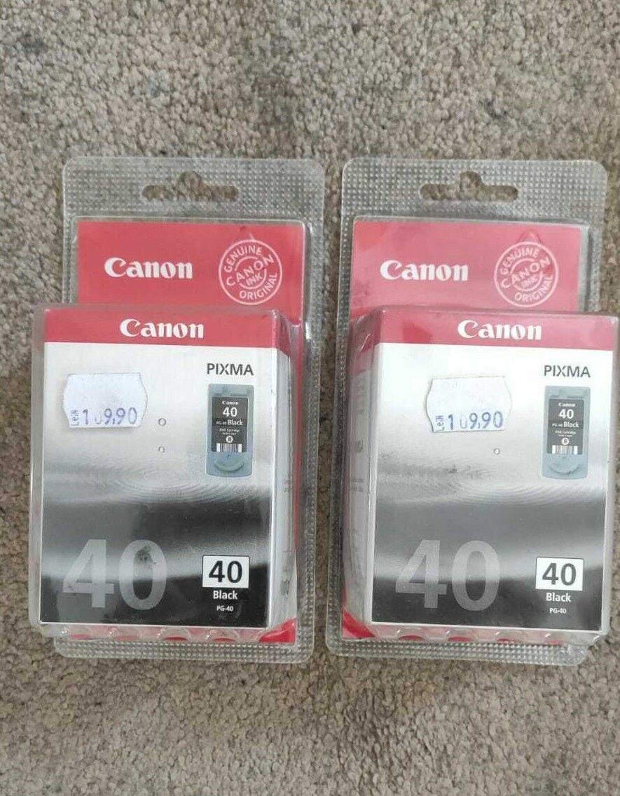 2x Genuine Canon PG-40 Black Ink Cartridges for Chromalife Pixma series