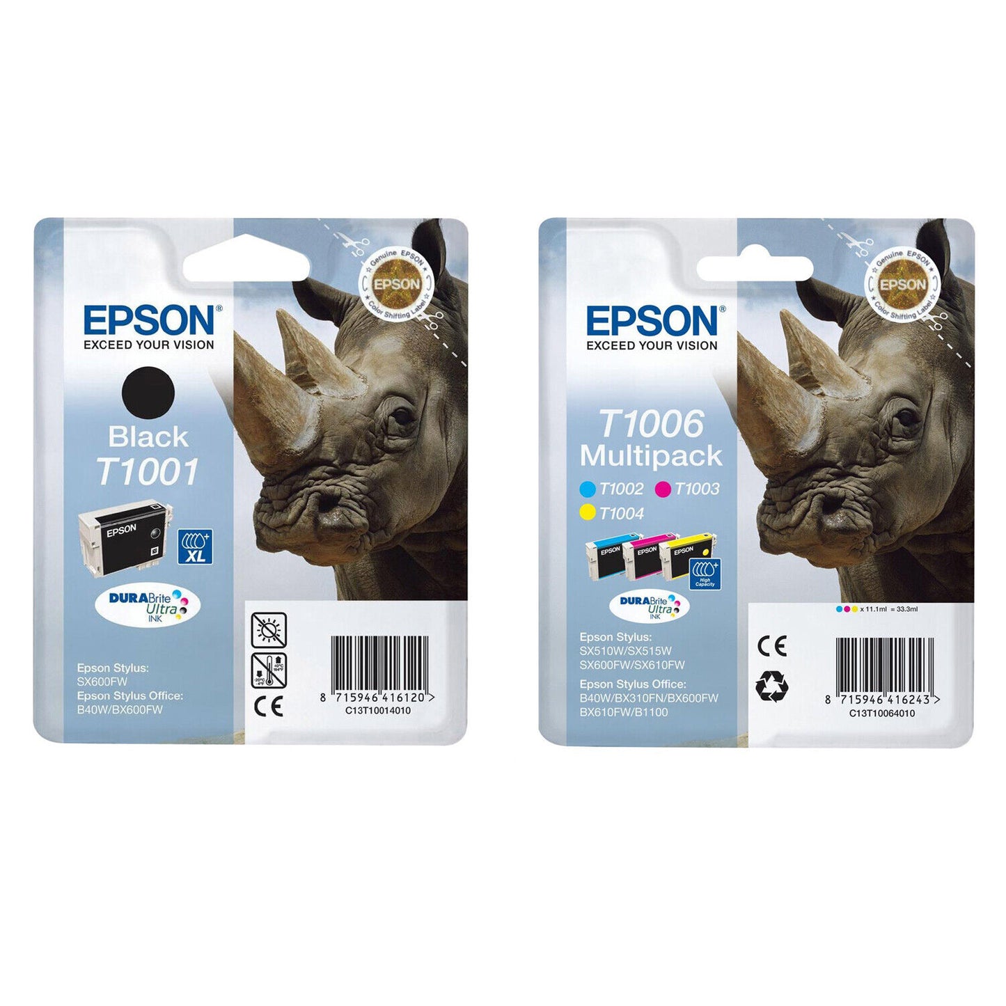Genuine Epson T1001 T1002 T1003 T1004 Rhino Multipack Ink Cartridges