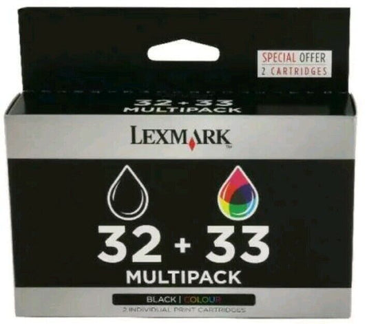 Genuine Lexmark 32 Black & Lexmark 33 Colour ink Cartridges - FREE Delivery  VAT