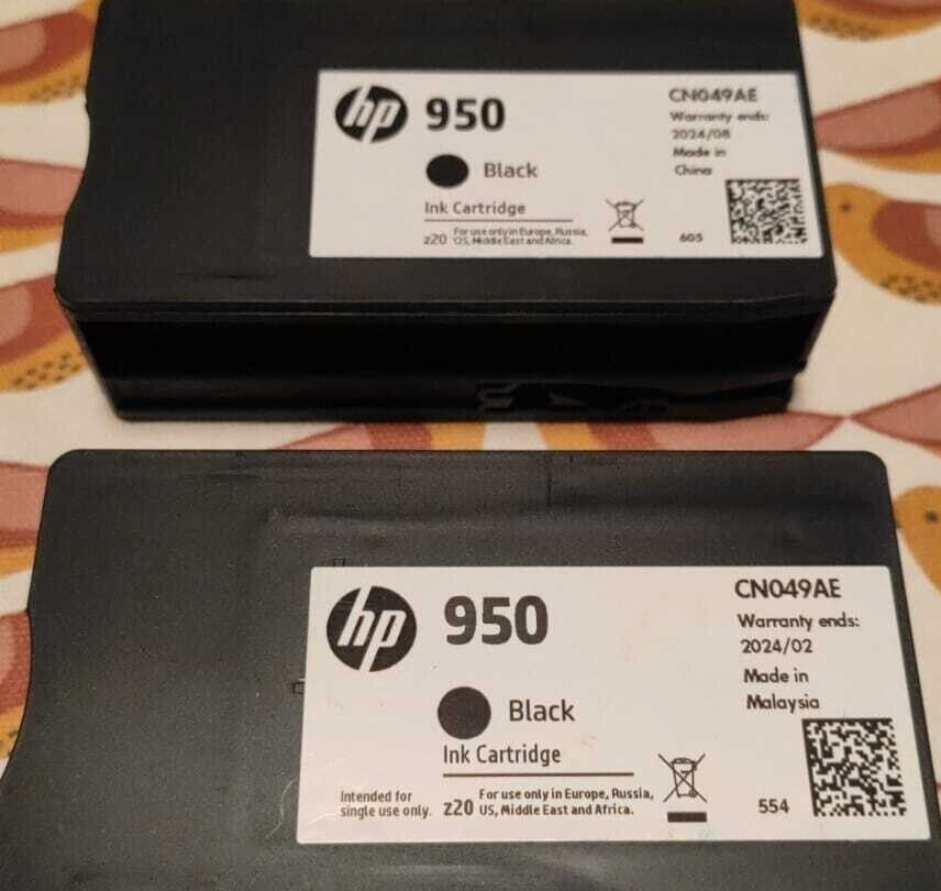 2x Genuine HP 950 Black ink cartridges (NO BOX) - CN049AE - FREE UK DELIVERY!