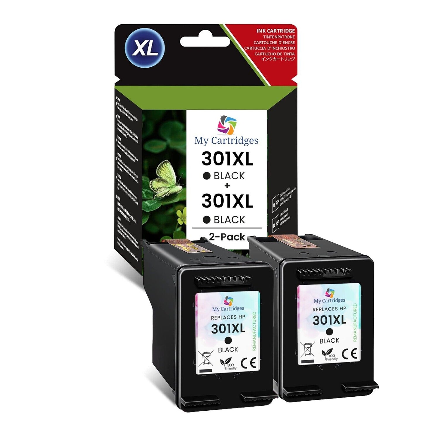 2x HP 301XL Black Remanufactured Ink Cartridges - FREE UK DELIVERY! VAT inc.