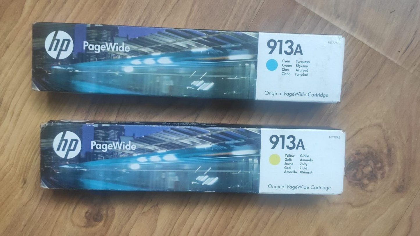 Genuine HP 913A Cyan + Yellow Ink Cartridges (F6T77AE F6T79AE) FREE UK DELIVERY