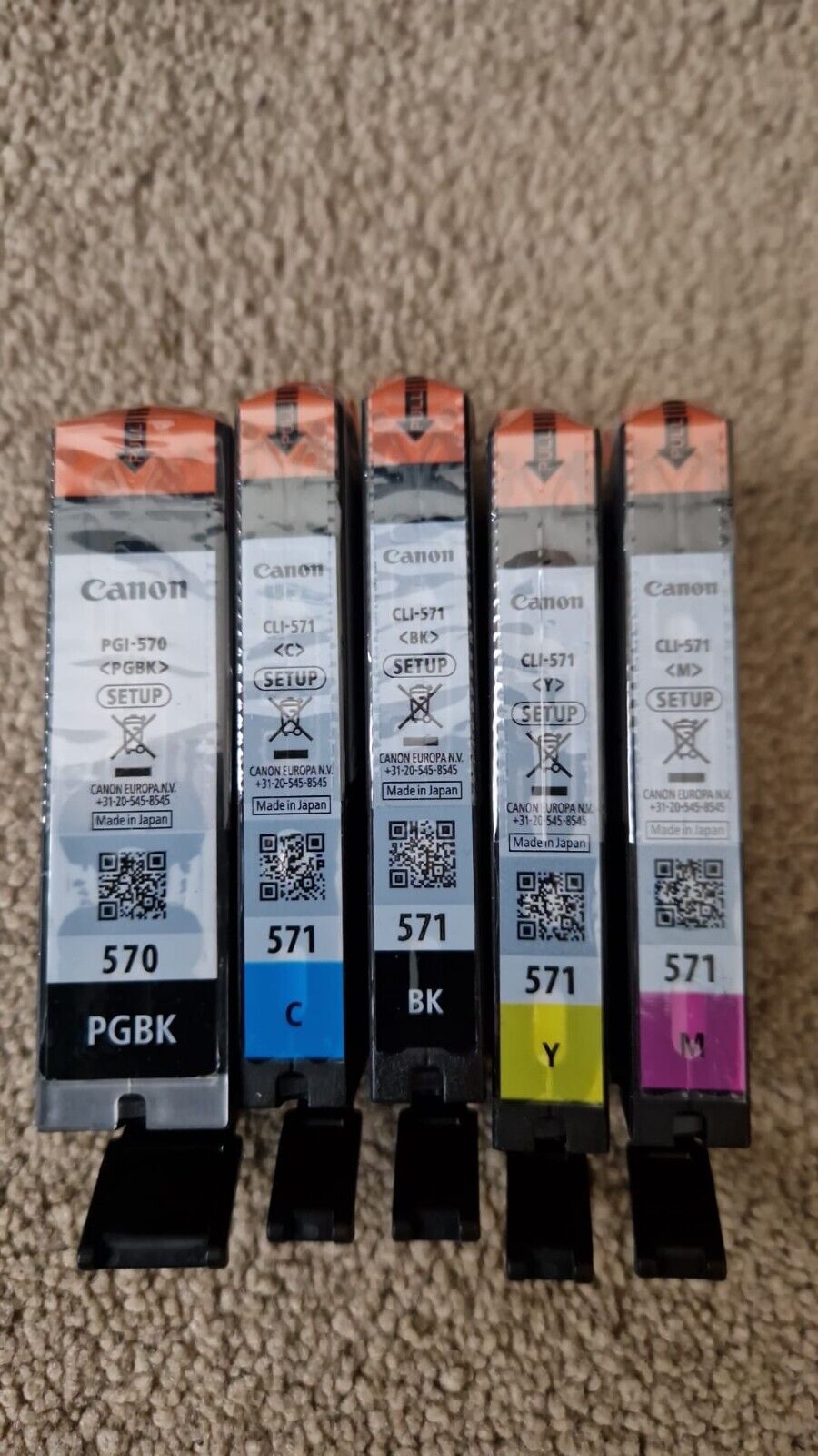 5x Genuine Canon PGI-570 Black & CLI-571 Colour Setup Ink Cartridges - VAT inc.