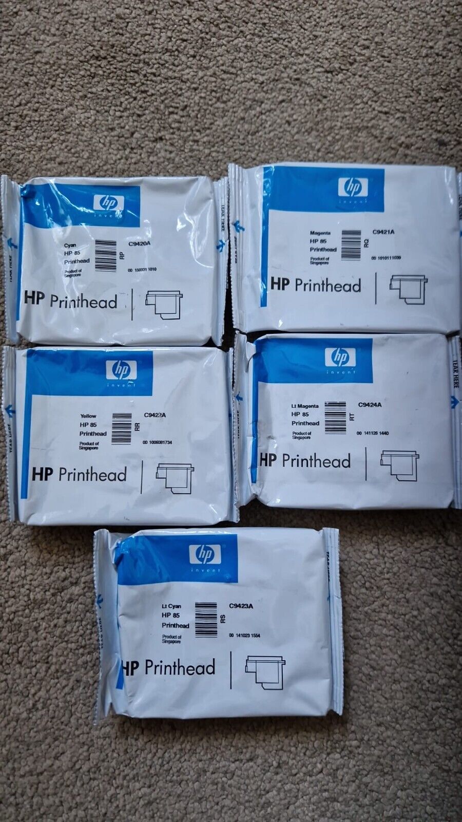 Genuine lot of 54x HP 85 printheads C9420A C9421A C9422A C9423A C9424A