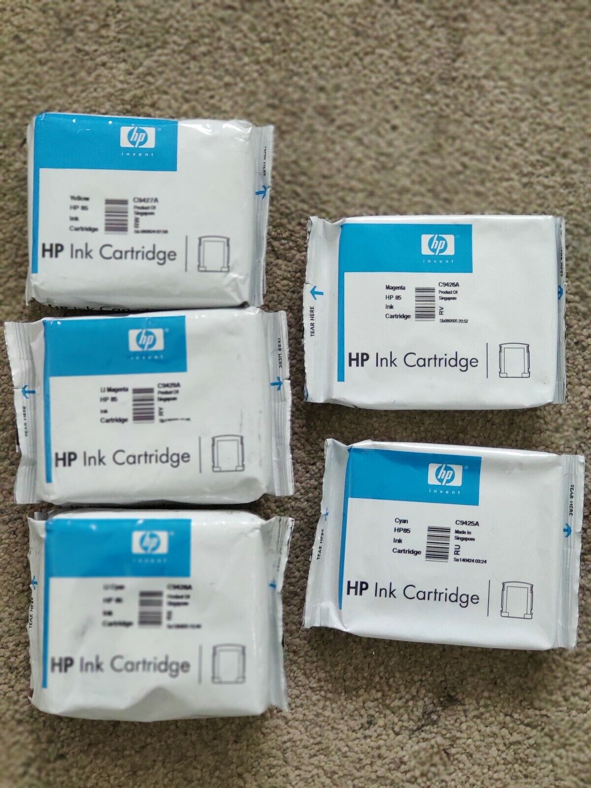 Genuine HP 85 set of 5 Ink Cartridges - C9425A/C9426A/C9427A/C9428A/C9429A - VAT