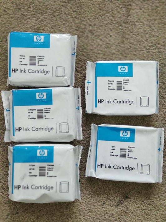 Genuine HP 85 set of 5 Ink Cartridges - C9425A/C9426A/C9427A/C9428A/C9429A - VAT