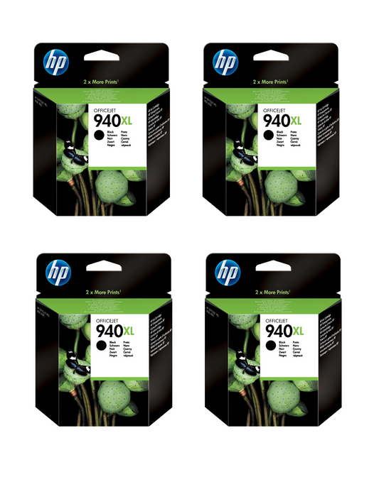 4x Genuine HP 940XL Black Ink Cartridges (C4906AE) - FREE UK DELIVERY!