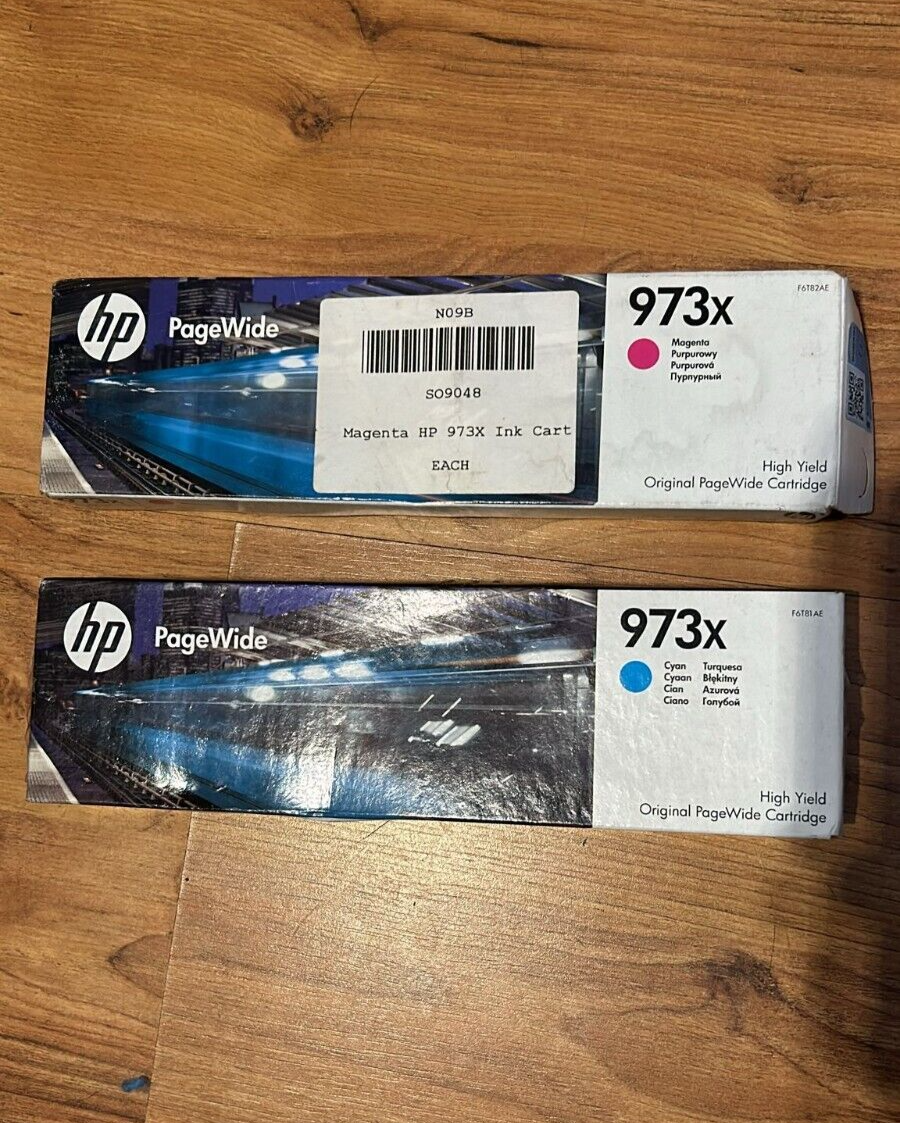 Genuine HP 973X PageWide Magenta + Cyan Ink Cartridges - FREE UK DELIVERY! VAT