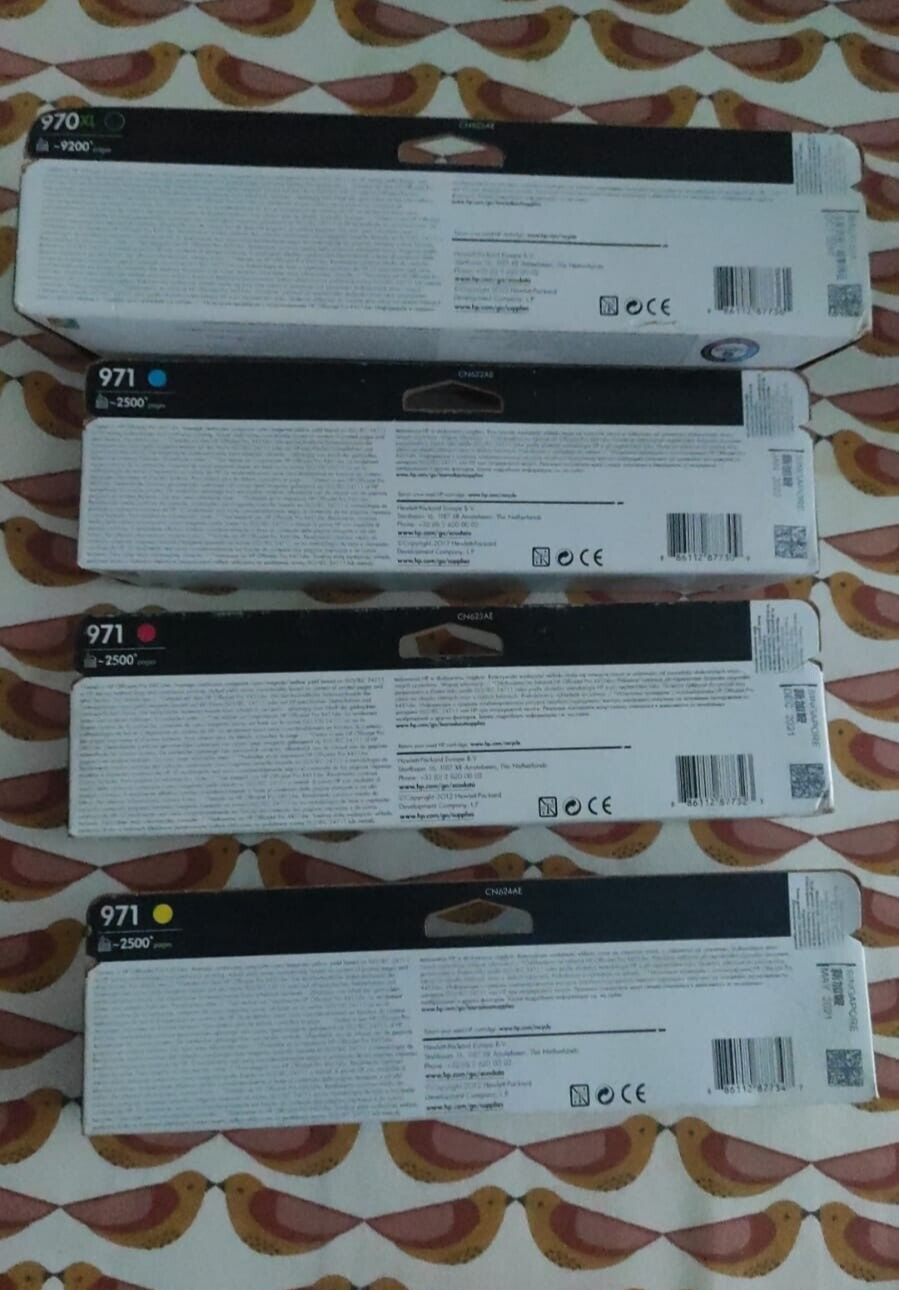 Genuine HP 970XL Black + 971 Cyan Magenta Yellow ink cartridges FREE UK DELIVERY