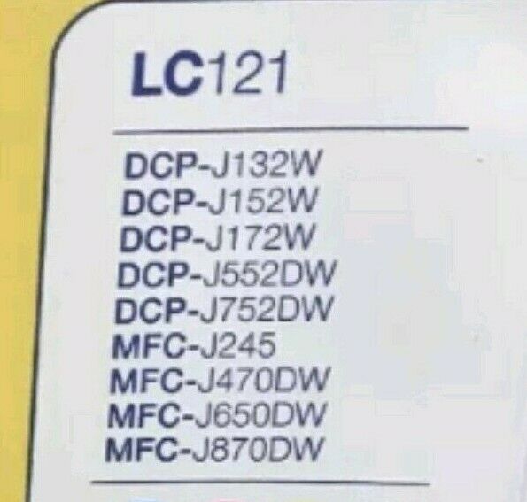 Genuine Brother LC121 Black Cyan Magenta Yellow Ink Cartridges - FREE DELIVERY