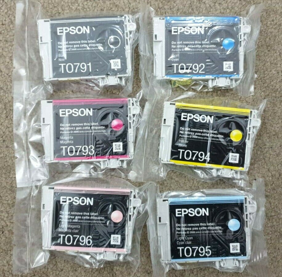 Genuine EPSON set of 6 Ink Cartridges T0791 T0792 T0793 T0794 T0795 T0796 - VAT