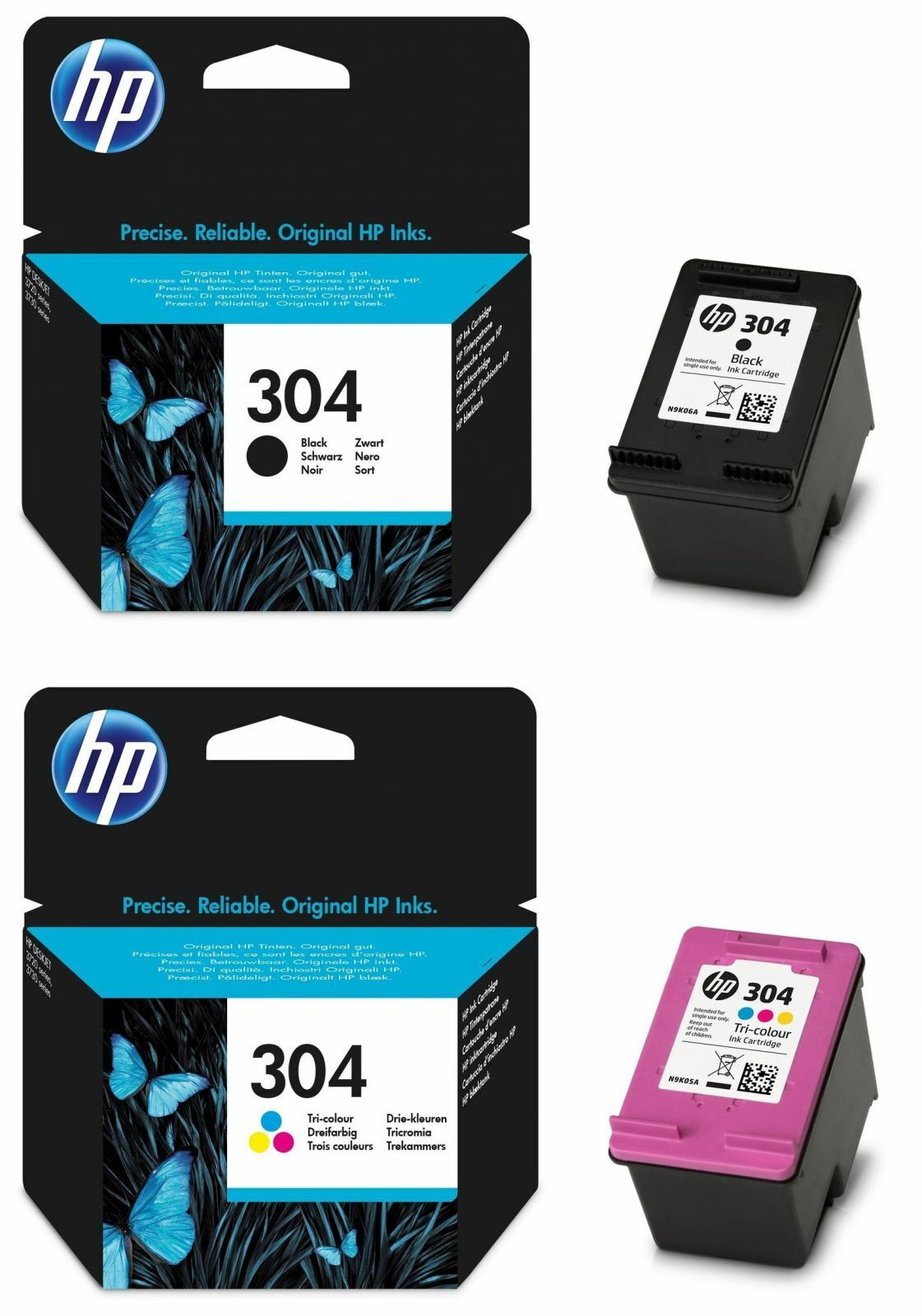 Genuine HP 304 Black & Colour Ink Cartridges - FREE UK DELIVERY - VAT included