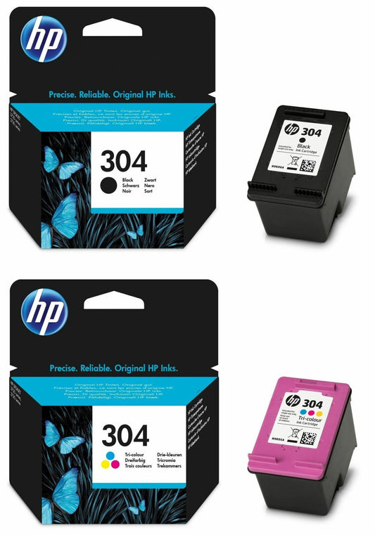 Genuine HP 304 Black & Colour Ink Cartridges - FREE UK DELIVERY - VAT included