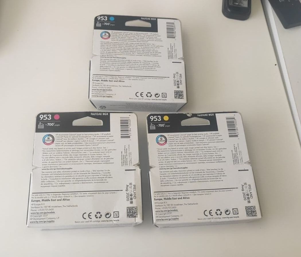 Genuine HP 953 Cyan Magenta Yellow ink cartridges - FREE UK DELIVERY! VAT inc.