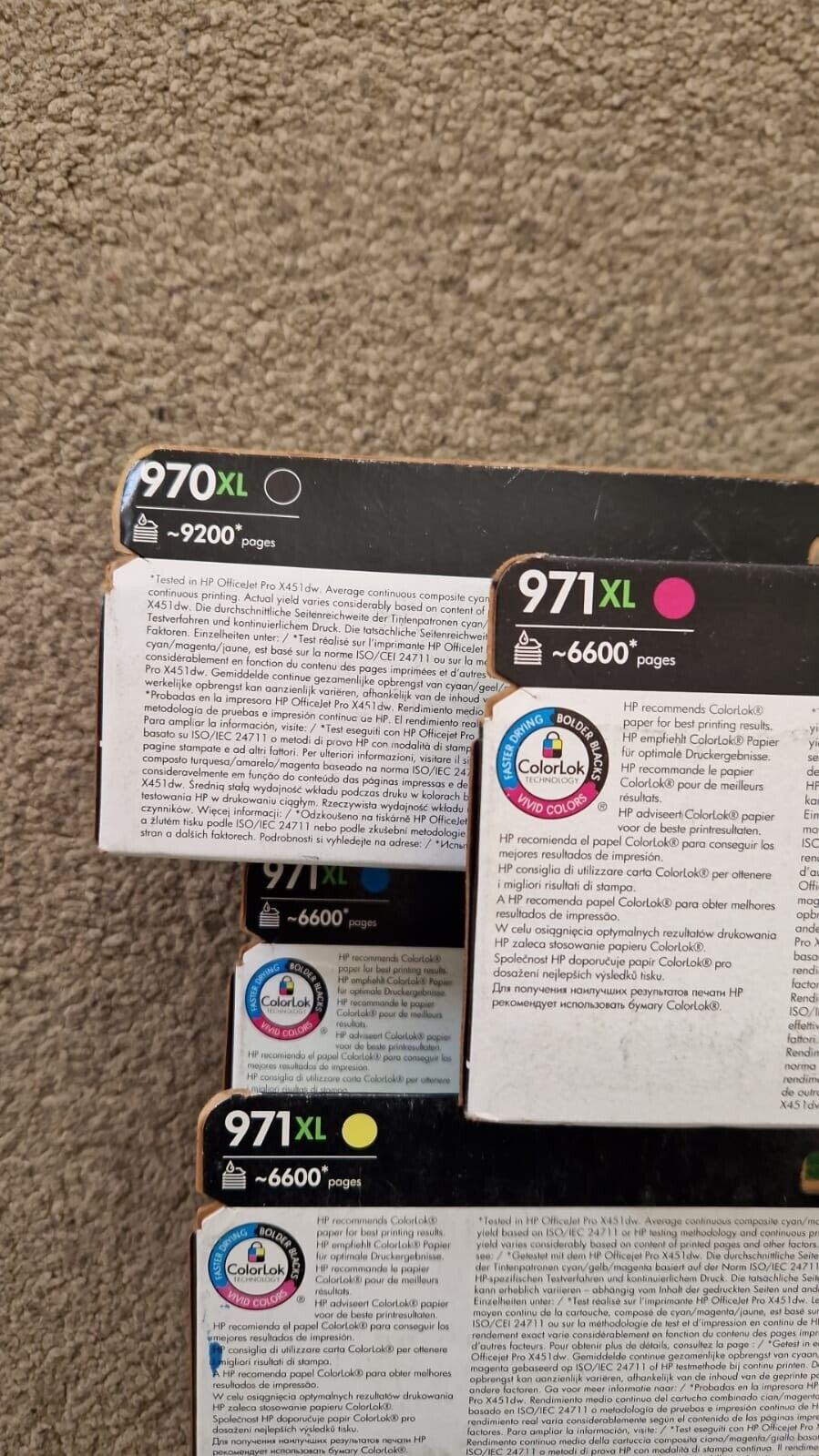 Genuine HP 970XL + 971XL Black Cyan Magenta Yellow ink cartridges FREE DELIVERY!