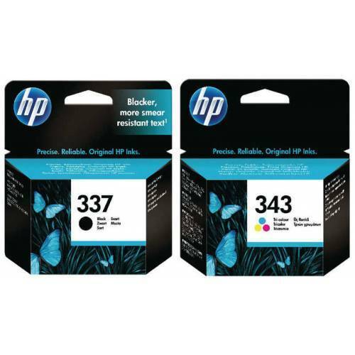 Genuine HP 337 + 343 Black & Tri-Colour Ink Cartridges (C9364EE C8766EE) - VAT