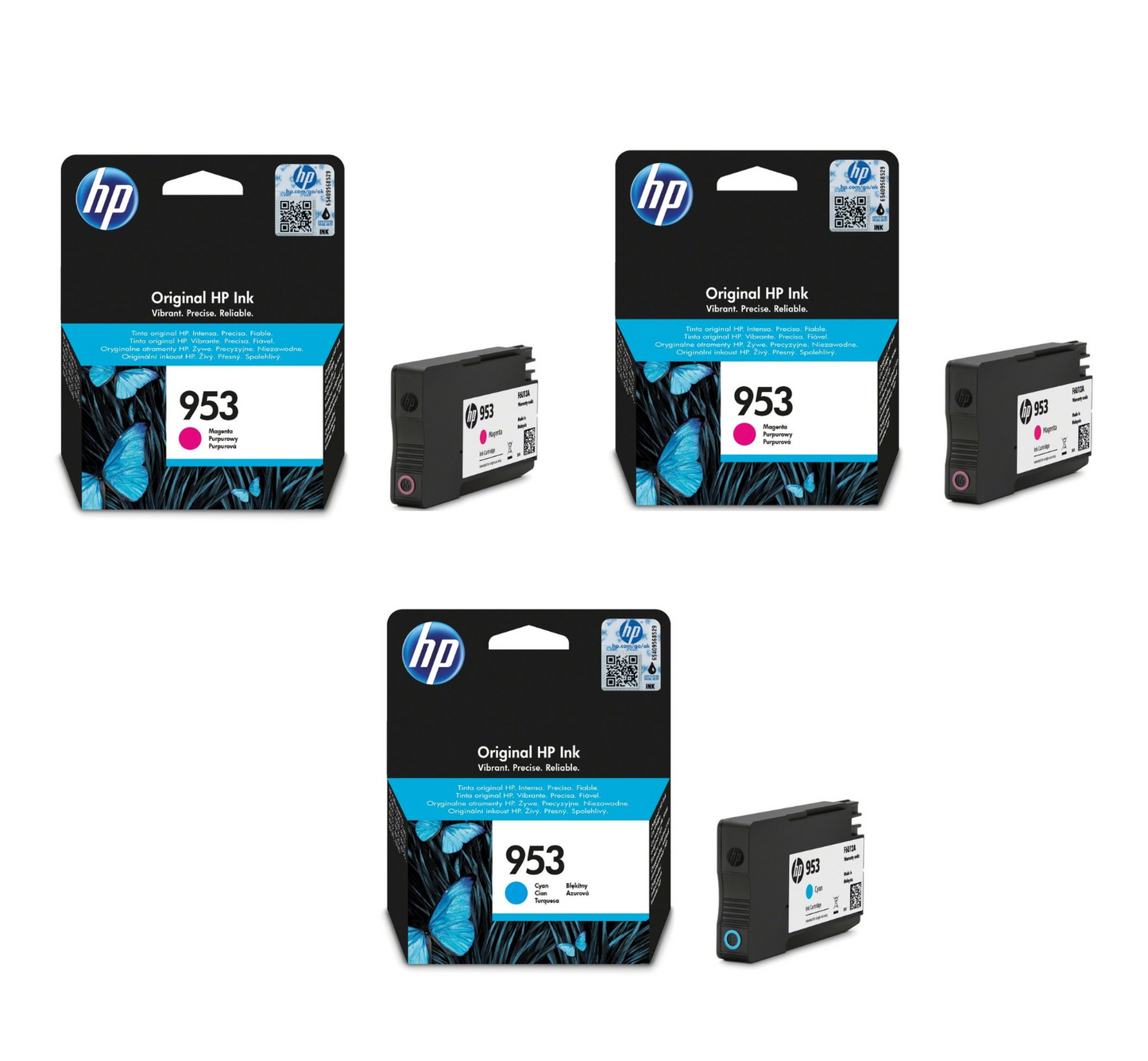 3x Genuine HP 953 ink cartridges (NO BOX) - FREE UK DELIVERY! VAT included