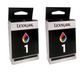 2x Genuine Lexmark 1 Tri-Colour Ink Cartridges - FREE UK DELIVERY!