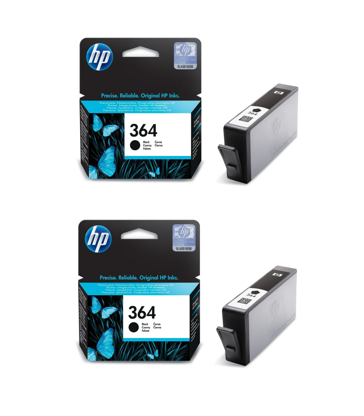 2x UNBOXED HP 364 Black Ink Cartridges (CB316EE) FREE UK DELIVERY! VAT included